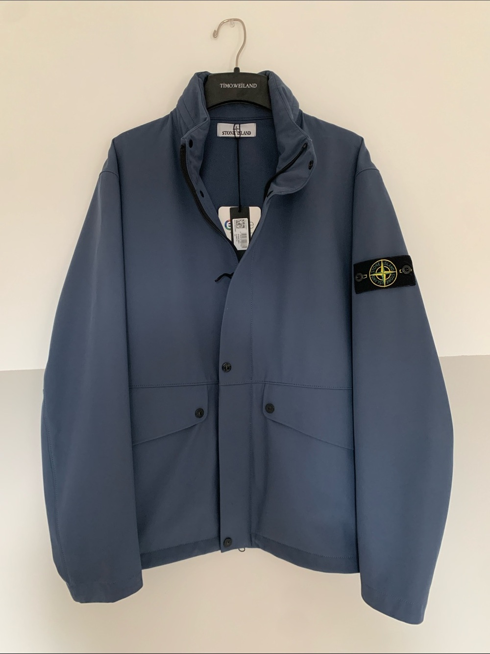 Stone Island Capospalla Slate Blue Lightweight Soft-Shell Jacket NWT